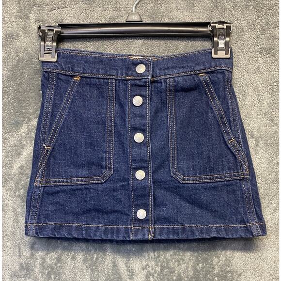 Old Navy Girls Jean Skirt Snap Front Adjustable Waist Size S 6/7 Denim Skirt - Picture 1 of 11